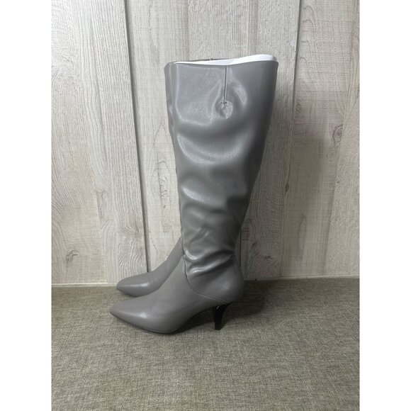 Franco Sarto Womens Sz 6.5 Lyla Wide Calf Zip Gray Knee High Boots Pointed Toe - Picture 4 of 12